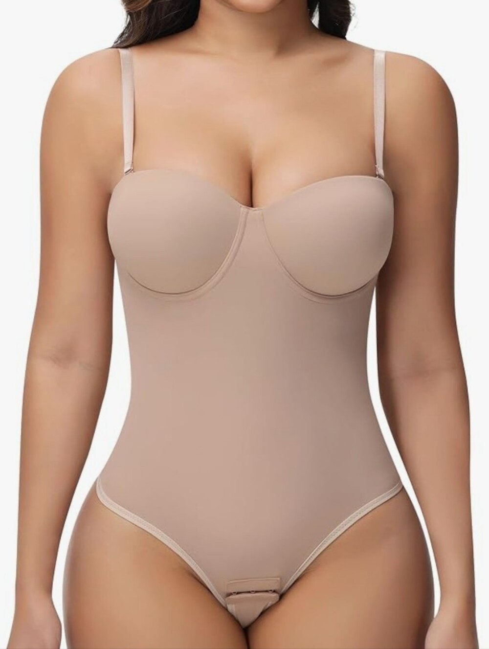 Nude Shapewear Bodysuit with Underwire Bra & Removable Straps SM